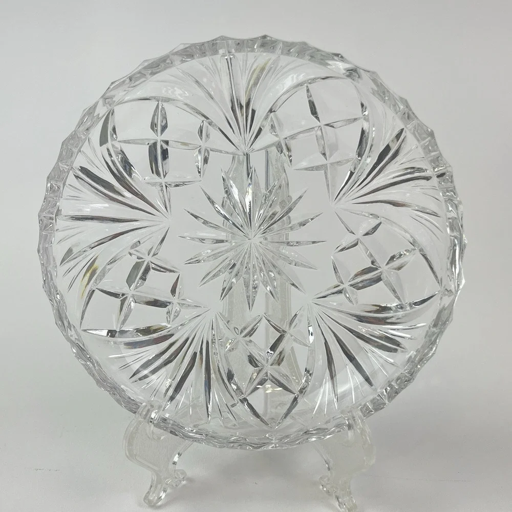 Vintage Cut Glass‎ Lead Crystal Plate Ashtray Candy Dish 5.5